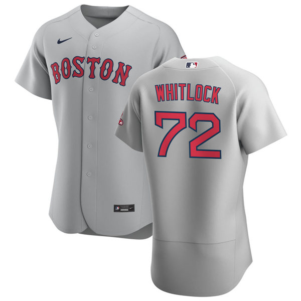 Mens Boston Red Sox #72 Garrett Whitlock Nike Gray Road Flex Base Jersey