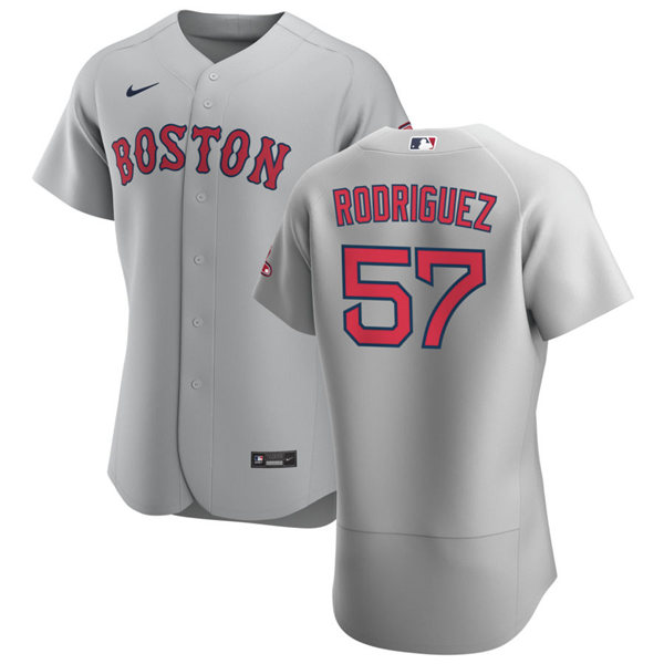 Mens Boston Red Sox #57 Eduardo Rodriguez Nike Road Grey FlexBase Jersey