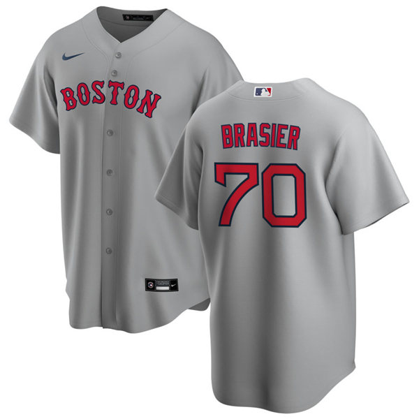 Mens Boston Red Sox #70 Ryan Brasier Nike Road Grey Cool Base Jersey