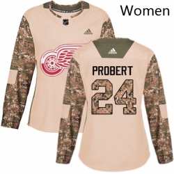 Womens Adidas Detroit Red Wings 24 Bob Probert Authentic Camo Veterans Day Practice NHL Jersey