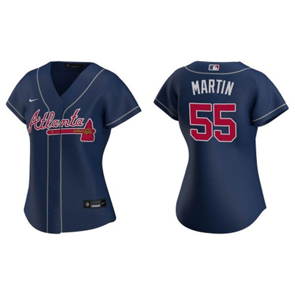 Womens Atlanta Braves #55 Chris Martin Nike Navy Alternate Cool Base Jersey Womens Atlanta Braves #55 Chris Martin Nike Navy Alternate Cool Base Jersey