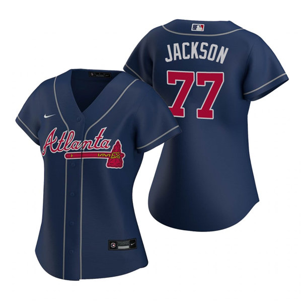 Womens Atlanta Braves #77 Luke Jackson Nike Navy Alternate Cool Base Jersey