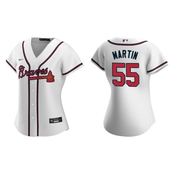 Womens Atlanta Braves #55 Chris Martin Nike Home White Cool Base Jersey