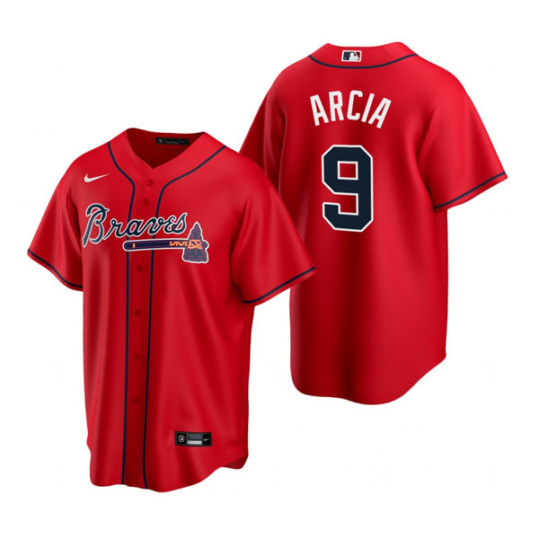 Mens Atlanta Braves #9 Orlando Arcia Nike Red Alternate Cool Base Jersey