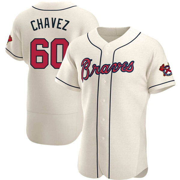Mens Atlanta Braves #60 Jesse Chavez Nike Cream Alternate Flex Base Jersey