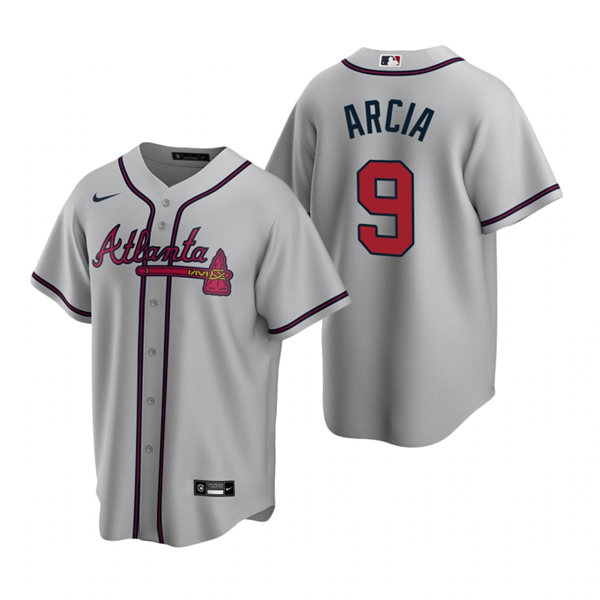 Mens Atlanta Braves #9 Orlando Arcia Nike Grey Away Cool Base Jersey