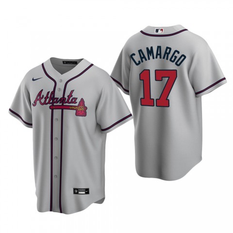 Mens Atlanta Braves #17 Johan Camargo Nike Grey Away Cool Base Jersey Mens Atlanta Braves #17 Johan Camargo Nike Grey Away Cool Base Jersey