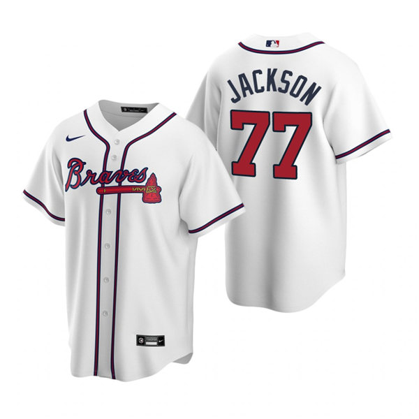 Mens Atlanta Braves #77 Luke Jackson Nike Home White Cool Base Jersey