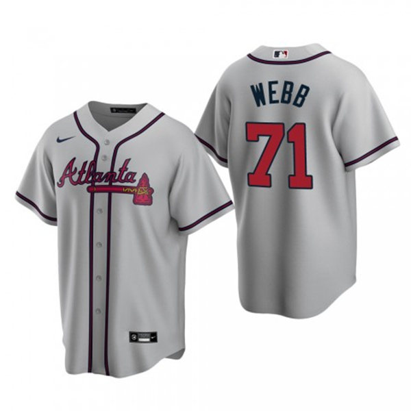 Mens Atlanta Braves #71 Jacob Webb Nike Grey Away Cool Base Jersey