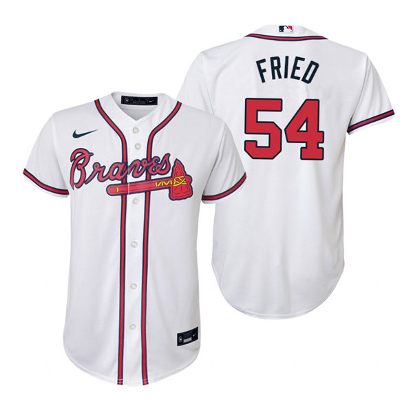 Youth Atlanta Braves #54 Max Fried Nike Home White Cool Base Jersey