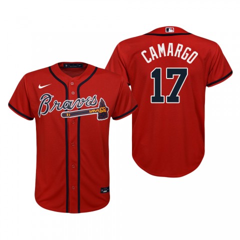 Youth Atlanta Braves #17 Johan Camargo Nike Red Alternate Cool Base Jersey