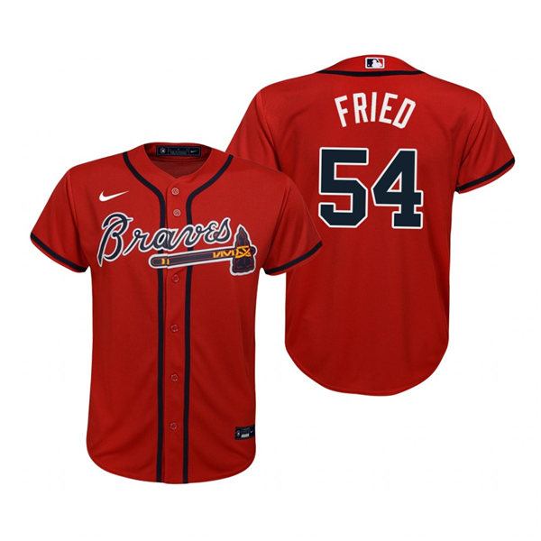Youth Atlanta Braves #54 Max Fried Nike Red Alternate Cool Base Jersey