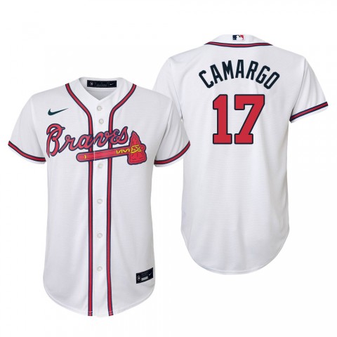 Youth Atlanta Braves #17 Johan Camargo Nike Home White Cool Base Jersey