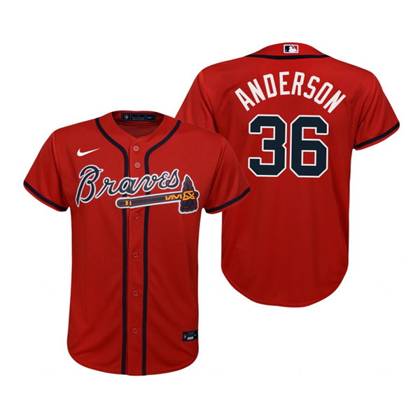Youth Atlanta Braves #36 Ian Anderson Nike Red Alternate Cool Base Jersey