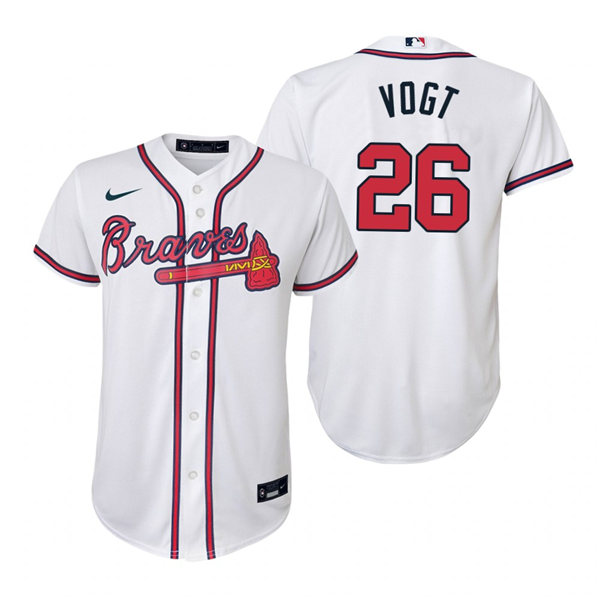 Youth Atlanta Braves #26 Stephen Vogt Nike Home White Cool Base Jersey