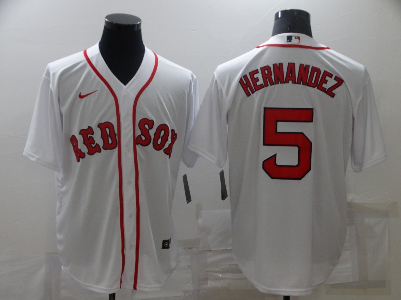 Men's Boston Red Sox #5 Enrique Hernandez White New Cool Base Stitched Nike Jersey