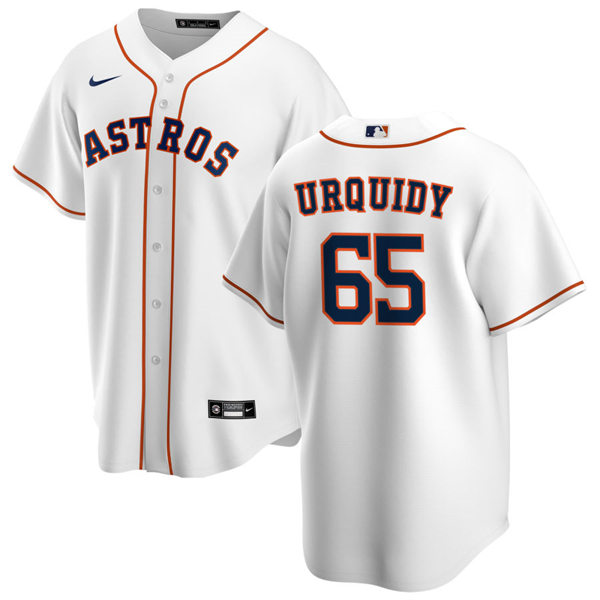 Mens Houston Astros #65 Jose Urquidy Nike White Home CoolBase Jersey Mens Houston Astros #65 Jose Urquidy Nike White Home CoolBase Jersey