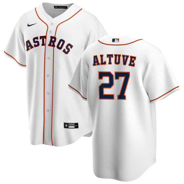 Mens Houston Astros #27 Jose Altuve Nike White Home CoolBase Jersey