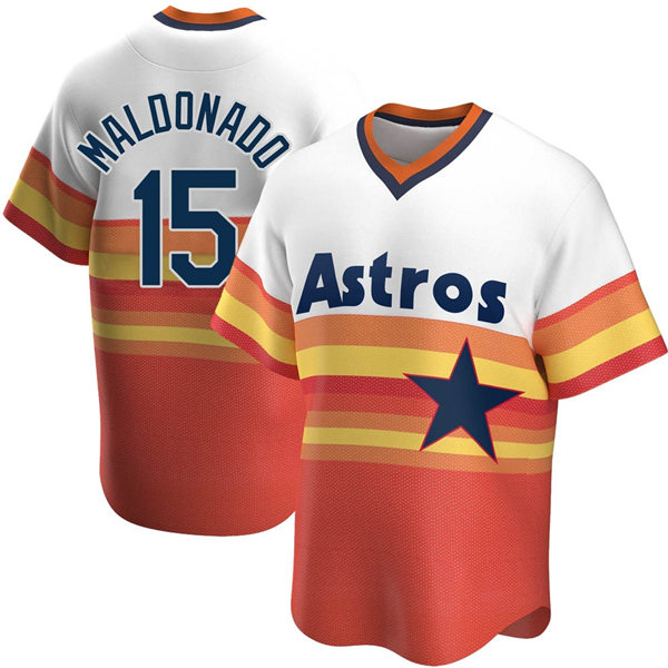 Mens Houston Astros #15 Martin Maldonado Nike White Orange Cooperstown Collection Jersey