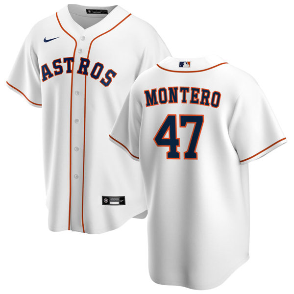 Mens Houston Astros #47 Rafael Montero Nike White Home CoolBase Jersey
