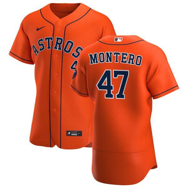 Mens Houston Astros #47 Rafael Montero Nike Orange Alternate Flexbase Jersey