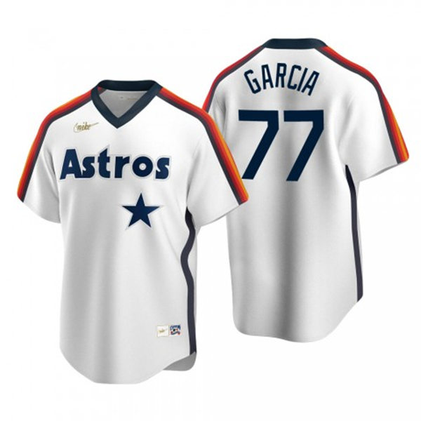 Mens Houston Astros #77 Luis Garcia Nike White Cooperstown Collection V-Neck Jersey