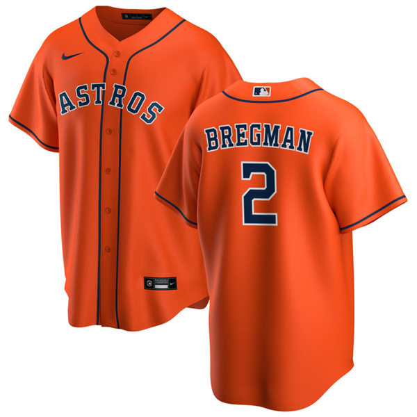Mens Houston Astros #2 Alex Bregman Nike Orange Alternate CoolBase Jersey