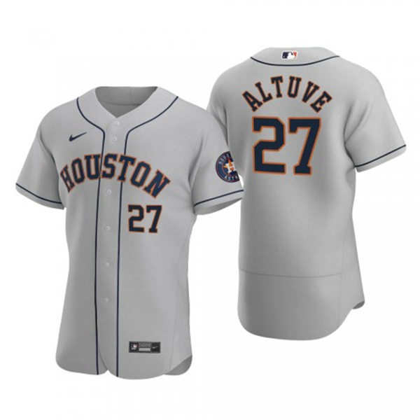 Mens Houston Astros #27 Jose Altuve Gray Authentic Road Jersey
