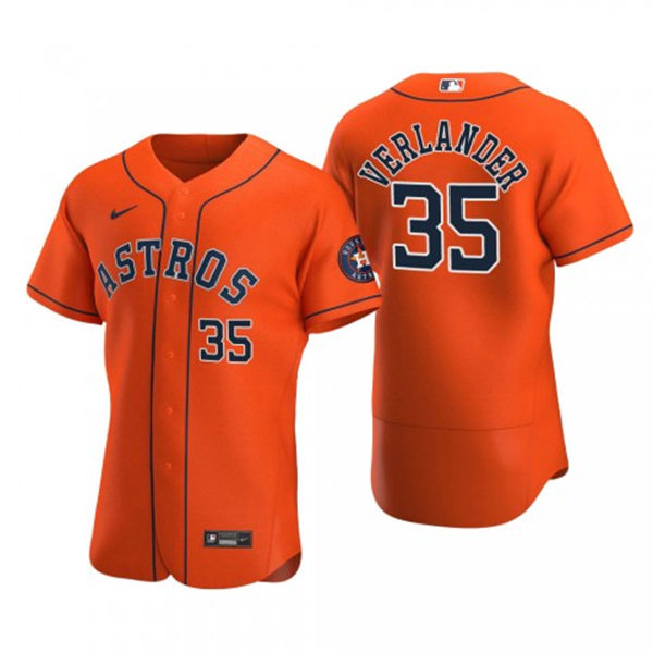 Mens Houston Astros #35 Justin Verlander Nike Orange Alternate Flexbase Jersey