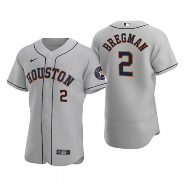 Mens Houston Astros #2 Alex Bregman Gray Authentic Road Jersey