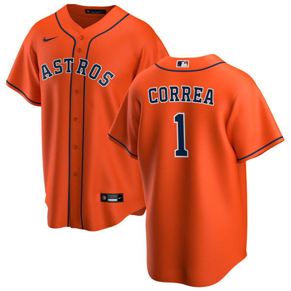 Mens Houston Astros #1 Carlos Correa Nike Orange Alternate CoolBase Jersey