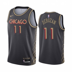 Nike Chicago Bulls 11 Demar Derozan Black NBA Swingman 2020-21 City Edition Jersey