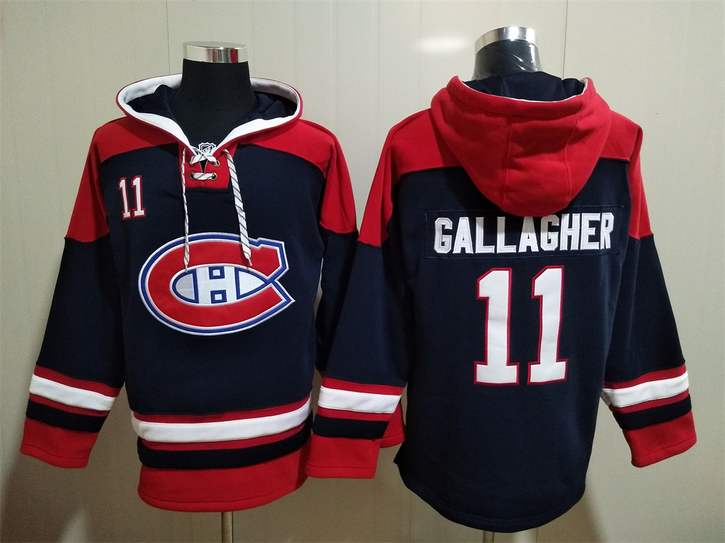 Men's Hockey Montreal Canadiens #11 Brendan Gallagher Navy Blue Hoodie