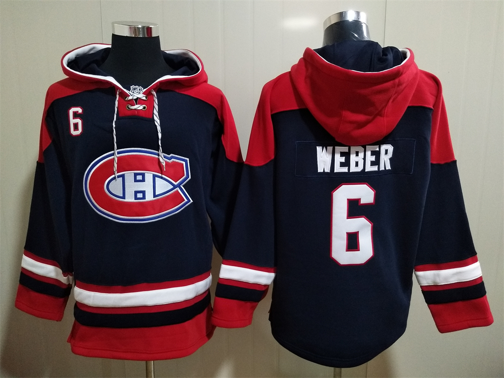 Men's Montreal Canadiens #6 Shea Weber NEW Navy Blue Hockey Hoodie Men's Montreal Canadiens #6 Shea Weber NEW Navy Blue Hockey Hoodie