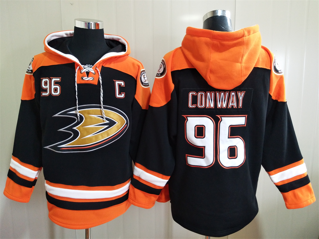 Men's Hockey Anaheim Ducks #96 Charlie Conway Black Hoodie