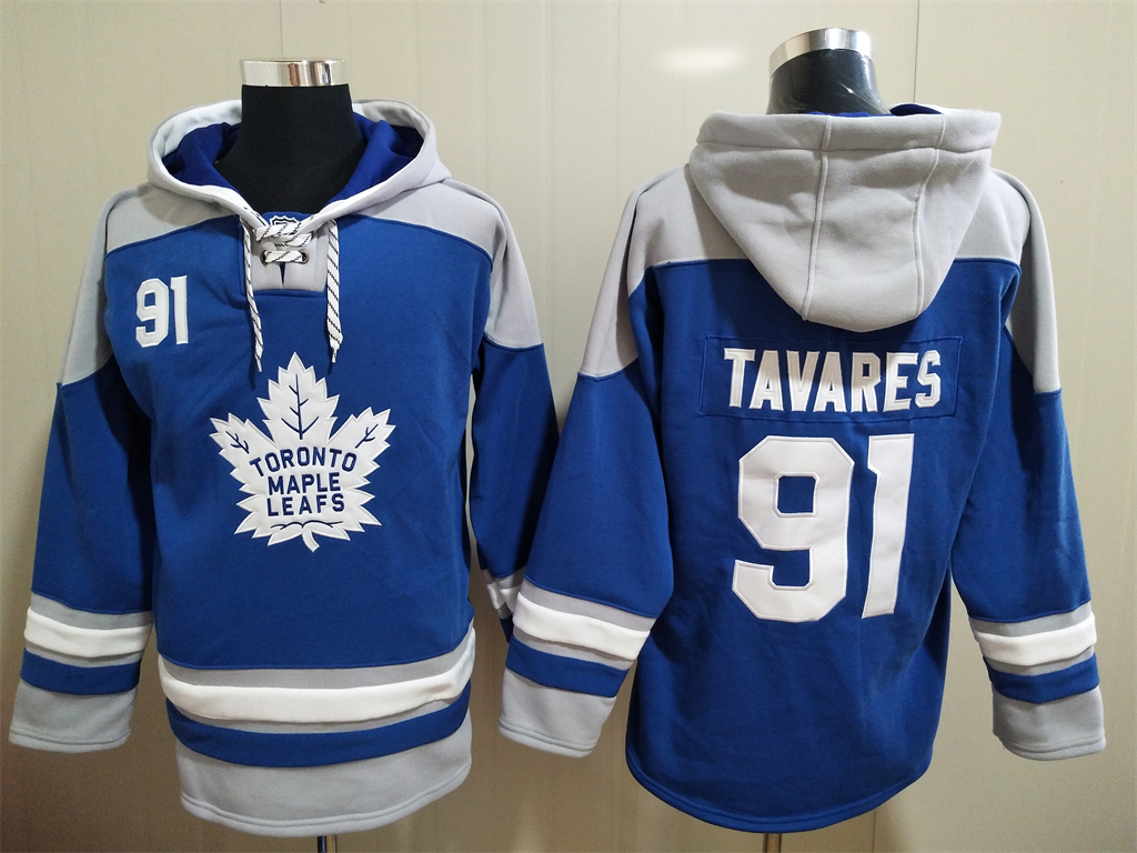 Men's Toronto Maple Leafs #91 John Tavares Royal Blue Hoodie Men's Toronto Maple Leafs #91 John Tavares Royal Blue Hoodie