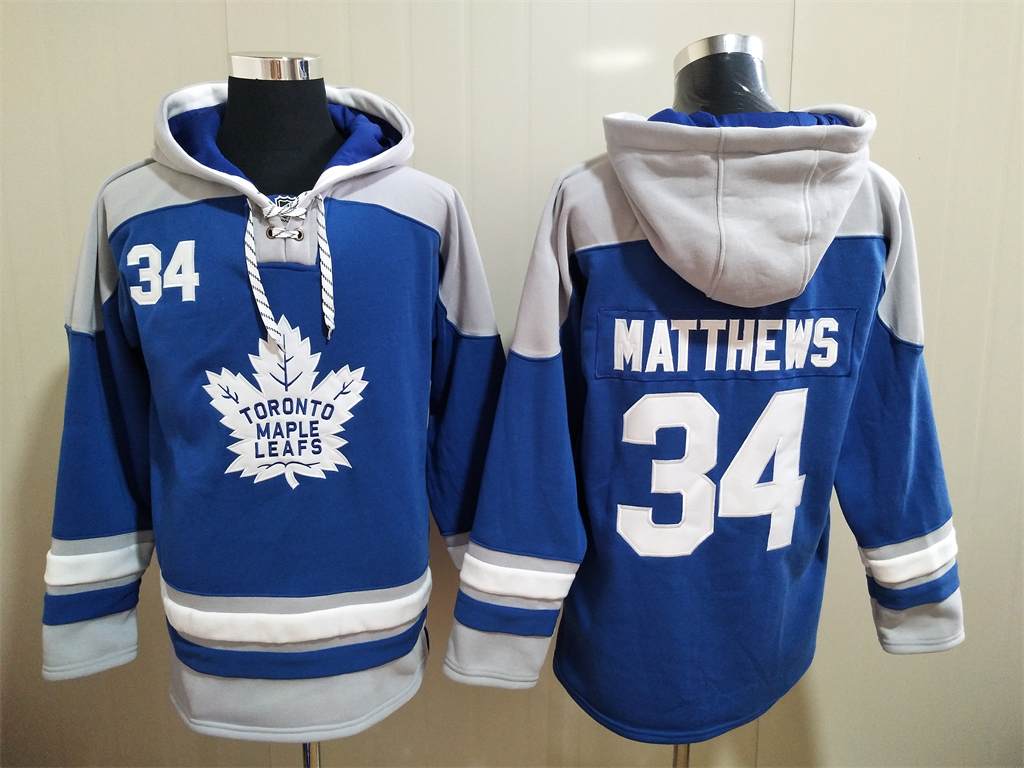 Men's Toronto Maple Leafs #34 Auston Matthews Royal Blue Hoodie