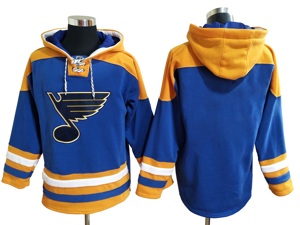 Men's St Louis Blues Blue Ageless Must Have Lace Up Pullover Blank Hoodie