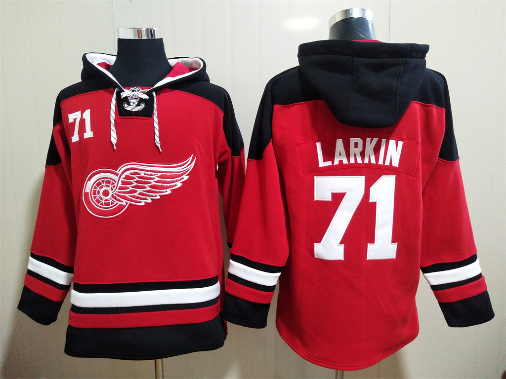 Men's Detroit Red Wings #71 Dylan Larkin Red Hoodie