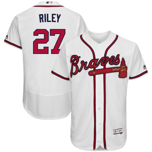 Men's Atlanta Braves #27 Austin Riley White Flex Base Stitched Jersey Men's Atlanta Braves #27 Austin Riley White Flex Base Stitched Jersey