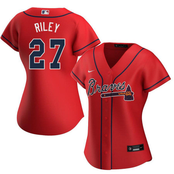 Womens Atlanta Braves #27 Austin Riley Nike Red Alternate Cool Base Jersey
