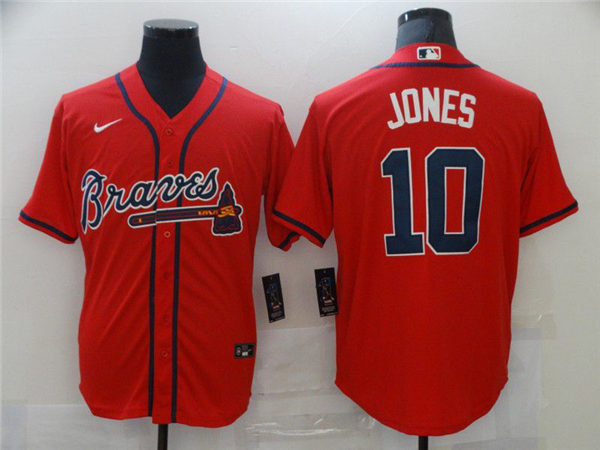 Mens Atlanta Braves #10 Chipper Jones Nike Red Alternate Cool Base Jersey
