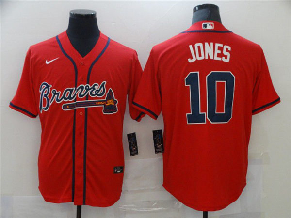 Mens Atlanta Braves #10 Chipper Jones Nike Red Alternate Cool Base Jersey Mens Atlanta Braves #10 Chipper Jones Nike Red Alternate Cool Base Jersey