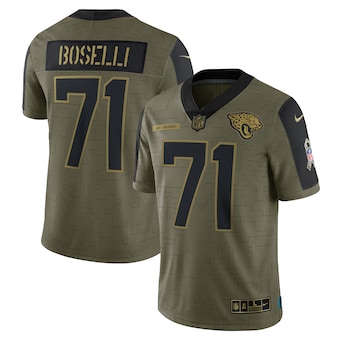 Men's Jacksonville Jaguars #71 Tony Boselli Nike Olive 2021 Salute To Service Retired Player Limited Jersey
