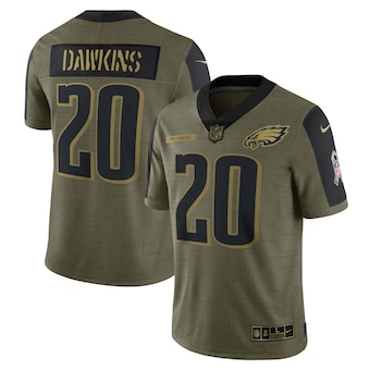 Men's Philadelphia Eagles #20 Brian Dawkins Nike Olive 2021 Salute To Service Retired Player Limited Jersey