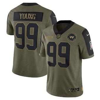 Men's Washington Football Team #99 Chase Young Nike Olive 2021 Salute To Service Limited Player Jersey