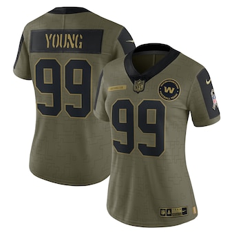 Women's Washington Football Team #99 Chase Young Nike Olive 2021 Salute To Service Limited Player Jersey