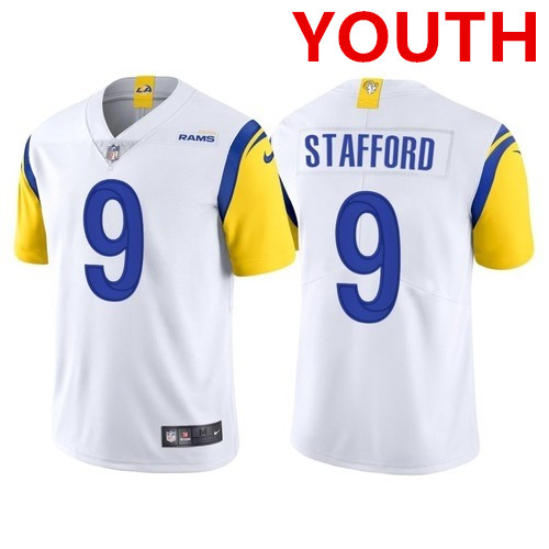 Youth Nike Los Angeles Rams 9 Matthew Stafford White Vapor Untouchable Limited Jersey