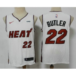 Men Miami Heat 22 Jimmy Butler White 2021 Nike Swingman Stitched NBA Jersey With The NEW Sponsor Logo