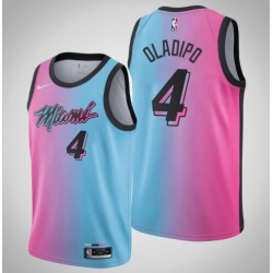 Men 2021 Miami Heat Victor Oladipo 4 Pink Blue City Jersey